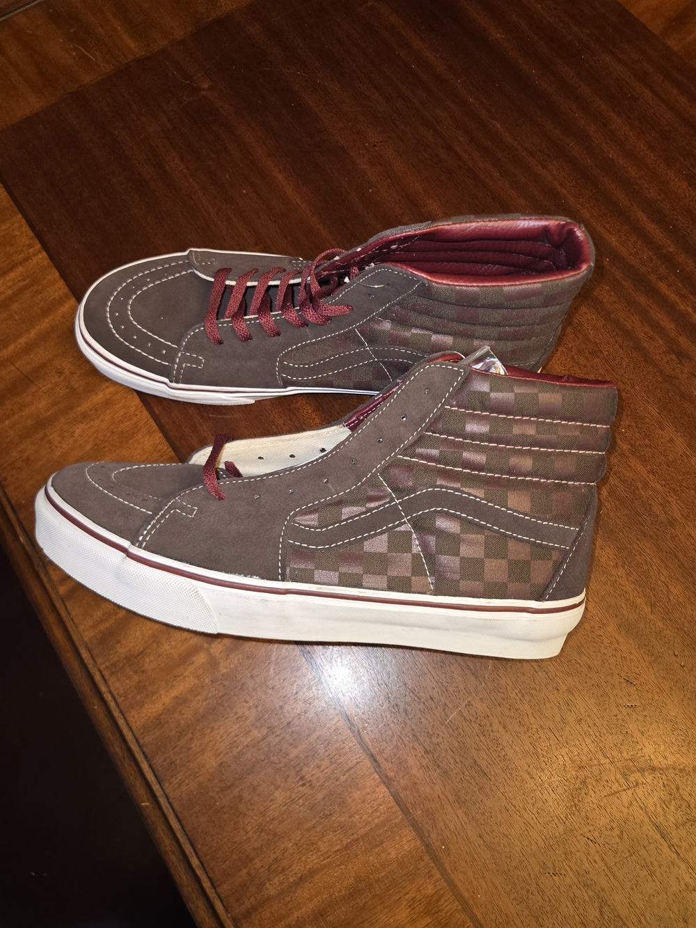 Vans Men's High-Top Sneakers in Brown and Burgundy